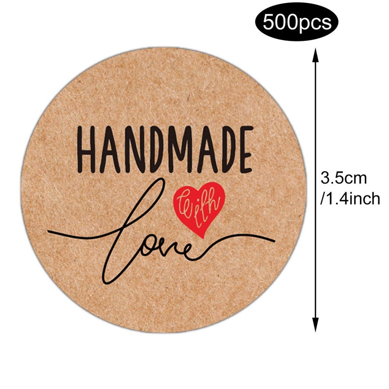 Mr.Mug Handmade Packaging, Homemade Stickers - 6 Designs, 1.4 Inches, 500 Adhesive Labels Per Roll - Image 3
